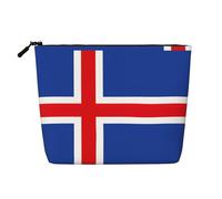 Trousse de maquillage de voyage polyvalente avec fermeture éclair Motif drapeau de l'Islande, Noir , Taille unique, Trousse de toilette