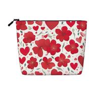 Trousse de maquillage de voyage polyvalente avec fermeture éclair pour accessoires de Saint-Valentin Rouge Cœur Fleur, Noir , Taille unique, Trousse de toilette