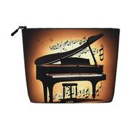Trousse de maquillage de voyage polyvalente pour piano violon et notes de musique avec fermeture éclair pour accessoires, Noir , Taille unique, Trousse de toilette