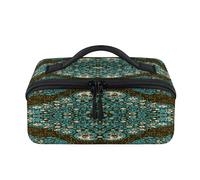 Trousse de maquillage de voyage portable à imprimé cachemire - Pochette étanche ouverte plate ouverte pour articles de toilette cosmétiques - Organiseur de voyage pour femmes et hommes