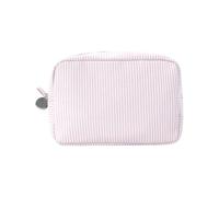 Trousse de maquillage de voyage portable à rayures pour soins de la peau, petite trousse à fermeture éclair, jolie trousse de toilette, porte-monnaie, CC