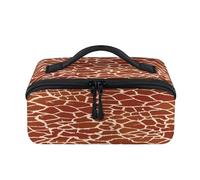 Trousse de maquillage de voyage portable avec imprimé girafe marron - Pochette étanche ouverte plate pour articles de toilette - Organiseur de voyage pour homme et femme