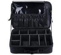 Trousse de maquillage de voyage portable avec séparateurs réglables en tissu Oxford pour pinceaux, Noir