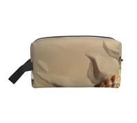 Trousse de maquillage de voyage portable de grande capacité pour femme Motif coquillages et sable, blanc, Taille unique, Trousse de maquillage
