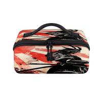 Trousse de maquillage de voyage portable japonaise Samouraï Katana - Poche étanche ouverte plate - Pour homme et femme