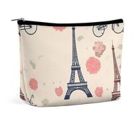 Trousse de maquillage de voyage portable noire et blanche de grande capacité, pochette à fermeture éclair, trousse de toilette étanche pour homme et femme, Emmenez-moi à Paris, Taille unique