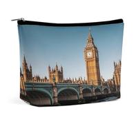 Trousse de maquillage de voyage portable pour femme Big Ben et maisons du Parlement - Trousse de maquillage avec fermeture éclair - Étanche - Ouverte - Pochette de maquillage mignonne pour accessoires