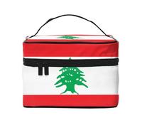 Trousse de maquillage de voyage pour femme Drapeau du Liban (22,9 x 16,5 x 15,7 cm) portable grande capacité sac de rangement pour filles, noir, One Size