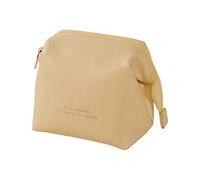 Trousse de maquillage de voyage pour femme en cuir synthétique imperméable, grande pochette à fermeture éclair, trousse de toilette pour femme, jaune, Beauté de masse