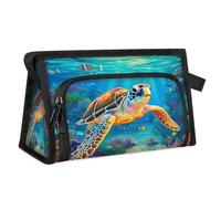 Trousse de maquillage de voyage pour femme et homme - Motif océans tortues sous-marines - Trousse de toilette - Trousse de douche, couleur, L, Organiseur de sac