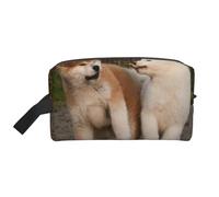 Trousse de Maquillage de Voyage pour Femme, Grande capacité, avec Deux adorables Chiens Akita