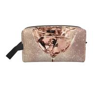 Trousse de Maquillage de Voyage pour Femme, Grande capacité, Motif Fleur Rose, Or, cuivre, Paillettes Scintillantes