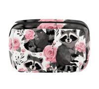 Trousse de maquillage de voyage pour femme, grande capacité, pochette à grande ouverture, accessoires de toilette, pinceaux, chat amusant qui chevauche un requin, Multicolore 12., Taille unique