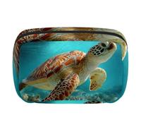 Trousse de maquillage de voyage pour femme, grande capacité, pochette à grande ouverture, accessoires de toilette, pinceaux, chat amusant qui chevauche un requin, Multicolore 4., Taille unique