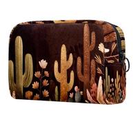 Trousse de maquillage de voyage pour femme, jaune et violet, motif floral aquarelle, trousse à crayons, trousse de maquillage portable pour filles, Multicolore 10., 18.5x7.5x13cm/7.3x3x5.1in