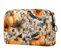 Trousse de maquillage de voyage pour femme, jaune et violet, motif floral aquarelle, trousse à crayons, trousse de maquillage portable pour filles, Multicolore 02, 18.5x7.5x13cm/7.3x3x5.1in