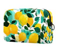 Trousse de maquillage de voyage pour femme, jaune et violet, motif floral aquarelle, trousse à crayons, trousse de maquillage portable pour filles, Multicolore 08, 18.5x7.5x13cm/7.3x3x5.1in