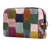 Trousse de maquillage de voyage pour femme, jaune et violet, motif floral aquarelle, trousse à crayons, trousse de maquillage portable pour filles, Multicolore 05, 18.5x7.5x13cm/7.3x3x5.1in