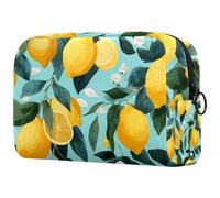 Trousse de maquillage de voyage pour femme, jaune et violet, motif floral aquarelle, trousse à crayons, trousse de maquillage portable pour filles, Multicolore 04, 18.5x7.5x13cm/7.3x3x5.1in