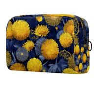 Trousse de maquillage de voyage pour femme, jaune et violet, motif floral aquarelle, trousse à crayons, trousse de maquillage portable pour filles, Multicolore 07, 18.5x7.5x13cm/7.3x3x5.1in