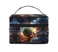 Trousse de maquillage de voyage pour femme Lightning Fever Tennis (22,9 x 16,5 x 15,7 cm) portable grande capacité, grande trousse de rangement pour filles, noir, One Size