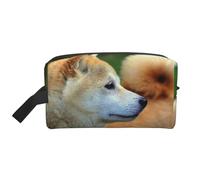 Trousse de Maquillage de Voyage pour Femme, Motif Akita Inu, Motif Bokeh, Animaux de Compagnie, Chiens Akita Inu, Grande capacité