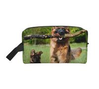 Trousse de Maquillage de Voyage pour Femme, Motif Berger Allemand et Chiot, Grande capacité