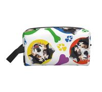 Trousse de Maquillage de Voyage pour Femme, Motif Berger Australien coloré et ludique, Grande capacité