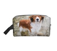 Trousse de Maquillage de Voyage pour Femme, Motif Chiens dans l'eau, Marron et Blanc