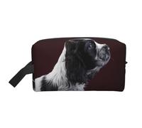 Trousse de Maquillage de Voyage pour Femme, Motif Chiot Cocker Spaniel Noir et Blanc, Grande capacité