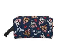 Trousse de Maquillage de Voyage pour Femme, Motif « Embrasser Un Taureau », Motif Pitbull Mignon, lèvres, Amour, Saint-Valentin