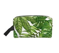 Trousse de Maquillage de Voyage pour Femme, Motif Feuilles Tropicales, Feuillage Exotique, Jungle, Mode, Nature, Vert