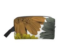 Trousse de Maquillage de Voyage pour Femme, Motif Floral Gerbera, Couleurs Modernes d'automne, Grande capacité