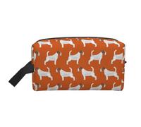 Trousse de Maquillage de Voyage pour Femme, Motif Jack Russell Terriers Orange, Mignon Chien Jack Russell, Grande capacité