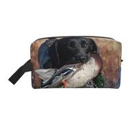 Trousse de Maquillage de Voyage pour Femme, Motif Labrador, Chasse au Canard, Chiot Noir Cool