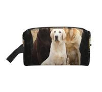 Trousse de Maquillage de Voyage pour Femme, Motif Labrador Retrievers, Noir, doré, Blanc, Marron, Grande capacité