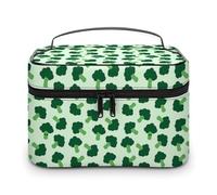 Trousse de Maquillage de Voyage pour Femme, Motif légumes Verts et Brocoli, Organiseur avec Compartiments à poignée Souple, Grande capacité, pour Soins de la Peau, Camping, Mariage