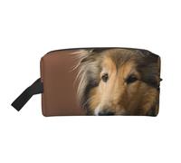 Trousse de Maquillage de Voyage pour Femme, Motif Rough Collie Lassie, Grands Chiens Duveteux, Animaux de Compagnie, Grande capacité