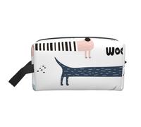 Trousse de Maquillage de Voyage pour Femme, Motif Teckel Bleu Marine, Grande capacité