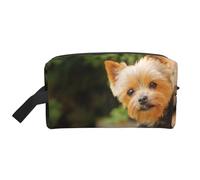 Trousse de Maquillage de Voyage pour Femme, Motif Yorkshire Terrier, Motif Bokeh, Mignon, Grande capacité