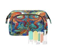 Trousse de maquillage de voyage pour femme octopodes en vitrail Kraken Ocean Essentials pour femme