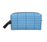 Trousse de Maquillage de Voyage pour Femme, Organiseur de cosmétiques de Grande capacité, Code Binaire Bleu