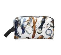 Trousse de Maquillage de Voyage pour Femme, Trousse de Maquillage de Grande capacité, Motif Harnais de Course hippique