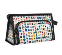 Trousse de maquillage de voyage pour femmes et hommes avec drapeaux ronds, trousse de toilette, trousse de douche, organisateur, couleur, L, Organiseur de sac