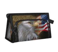 Trousse de maquillage de voyage pour femmes et hommes, drapeau américain, constitution de l'aigle, trousse de toilette, trousse de toilette, trousse de douche, organisateur, couleur, L, Organiseur de