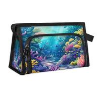 Trousse de maquillage de voyage pour femmes et hommes sur le thème des océans, monde sous-marin, trousse de toilette, trousse de douche, organisateur, couleur, L, Organiseur de sac
