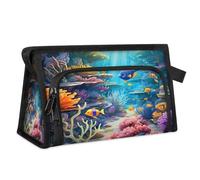 Trousse de maquillage de voyage pour femmes et hommes - Thème sous-marin et océans - Trousse de toilette - Trousse de toilette - Trousse de douche, couleur, L, Organiseur de sac