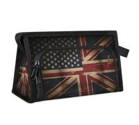 Trousse de maquillage de voyage pour homme et femme - Drapeau britannique vintage - Trousse de toilette - Trousse de toilette - Trousse de douche, couleur, L, Organiseur de sac