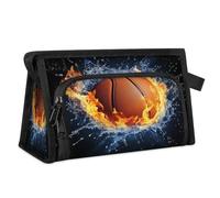 Trousse de maquillage de voyage pour homme et femme - Motif basket-ball - Eau de feu - Trousse de toilette - Trousse de toilette - Trousse de douche, couleur, L, Organiseur de sac