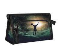 Trousse de maquillage de voyage pour homme et femme Motif galaxie 3D joueur de basket-ball Trousse de toilette Trousse de toilette Trousse de douche Organisateur, couleur, L, Organiseur de sac